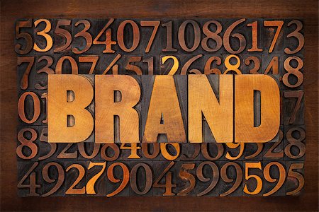 brand word in vintage letterpress wood type against number background Stock Photo - Budget Royalty-Free & Subscription, Code: 400-07413604