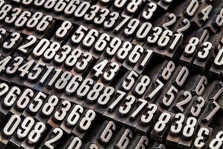 random numbers in vintage, grunge, dusty metal letterpress printing blocks Stock Photo - Budget Royalty-Free & Subscription, Code: 400-07413606