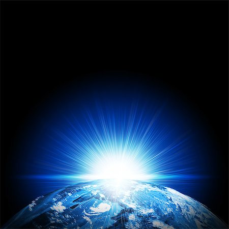 simsearch:400-07415498,k - Earth planet in sun rays. Elements of this image are furnished by NASA Foto de stock - Super Valor sin royalties y Suscripción, Código: 400-07413802