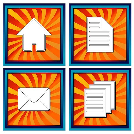 simsearch:400-04865256,k - Four glossy web icons with symbols mail document documents and home Stock Photo - Budget Royalty-Free & Subscription, Code: 400-07424571