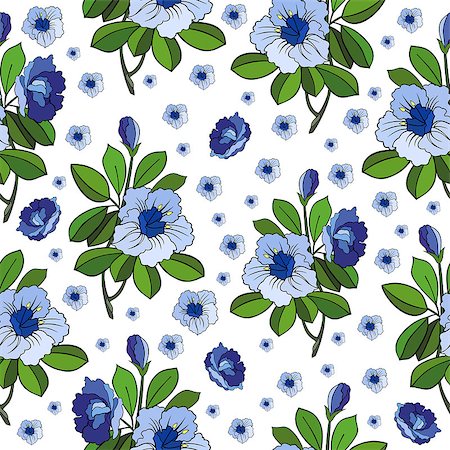 simsearch:400-07933409,k - Illustration of seamless abstract floral background in blue and green colors isolated Photographie de stock - Aubaine LD & Abonnement, Code: 400-07425117