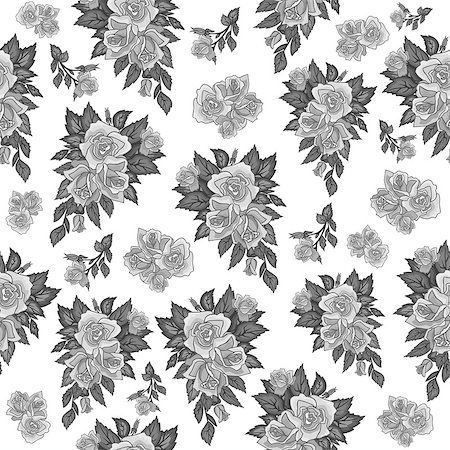 simsearch:400-07558492,k - Illustration of seamless roses background in grey colour Fotografie stock - Microstock e Abbonamento, Codice: 400-07425119