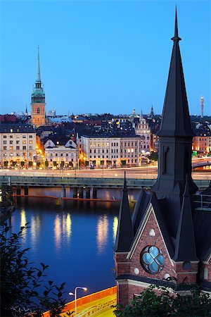 simsearch:400-07429060,k - Night view of Stockholm old city Stock Photo - Budget Royalty-Free & Subscription, Code: 400-07425260