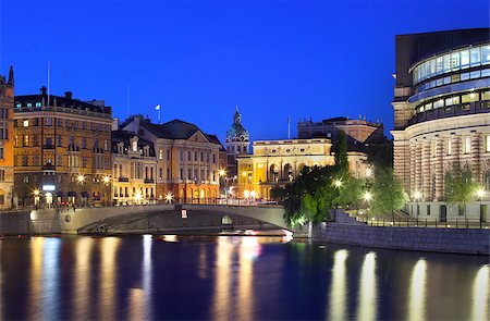 stockholm night cityscape - Stockholm city at night Stock Photo - Budget Royalty-Free & Subscription, Code: 400-07425275
