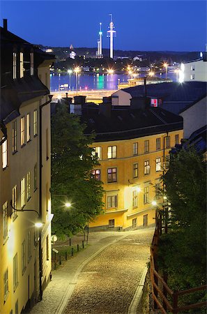 simsearch:400-07429060,k - Night view of Stockholm old city Photographie de stock - Aubaine LD & Abonnement, Code: 400-07425277