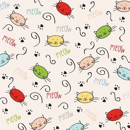 simsearch:400-07315892,k - Cartoon seamless pattern with cute cats, vector format Fotografie stock - Microstock e Abbonamento, Codice: 400-07425570