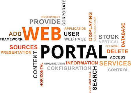 A word cloud of web portal related items Foto de stock - Super Valor sin royalties y Suscripción, Código: 400-07425763