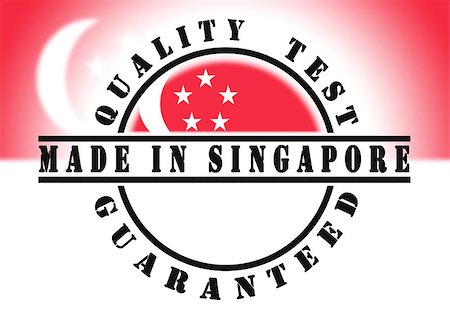 simsearch:400-06473938,k - Quality test guaranteed stamp with a national flag inside, Singapore Foto de stock - Super Valor sin royalties y Suscripción, Código: 400-07425850