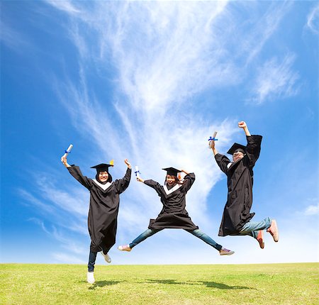 people graduation jump - College students celebrate graduation and happy jump Stock Photo - Budget Royalty-Free & Subscription, Code: 400-07425885