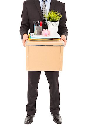 fired businessman carrying a box Stock Photo - Budget Royalty-Free & Subscription, Code: 400-07425925