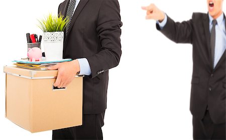 simsearch:400-08551867,k - An angry boss firing a man and carrying belongings Stock Photo - Budget Royalty-Free & Subscription, Code: 400-07425934