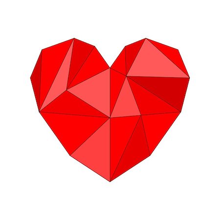 simsearch:400-08621672,k - Red heart vector illustration isolated on white background. Mosaic wrapping surface illustration for valentines. Triangle health graphic icon. Photographie de stock - Aubaine LD & Abonnement, Code: 400-07426113