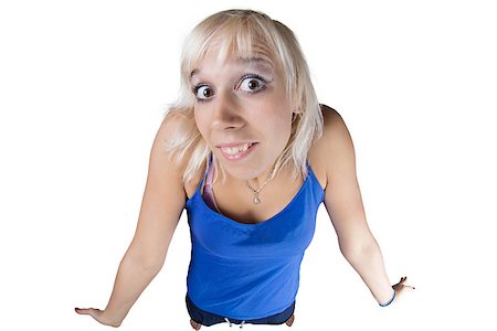 Woman making faces - isolated photo portrait with white background Photographie de stock - Aubaine LD & Abonnement, Code: 400-07426161