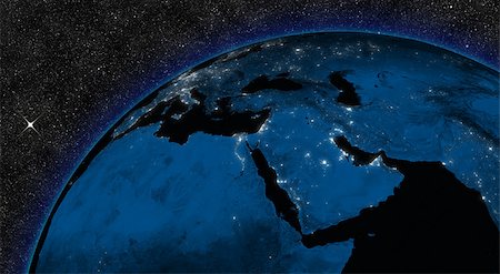 Night in Middle East region with city lights viewed from space. Elements of this image furnished by NASA. Stock Photo - Budget Royalty-Free & Subscription, Code: 400-07426643