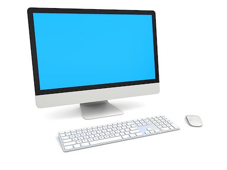 Modern desktop computer with white blank screen isolated on white background Fotografie stock - Microstock e Abbonamento, Codice: 400-07426663