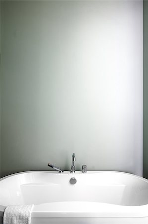 Modern Bathroom with blank wall for your test, image or logo. Soft Green Pastel Colors Photographie de stock - Aubaine LD & Abonnement, Code: 400-07426727