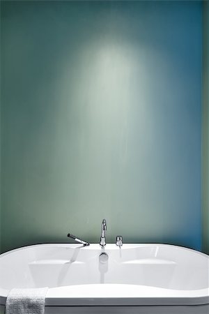 Modern Bathroom with blank wall for your test, image or logo. Soft Green Pastel Colors Photographie de stock - Aubaine LD & Abonnement, Code: 400-07426728