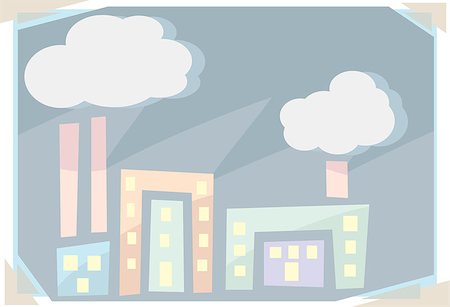 Abstract illustration of buildings with smokestacks and smog Photographie de stock - Aubaine LD & Abonnement, Code: 400-07426863