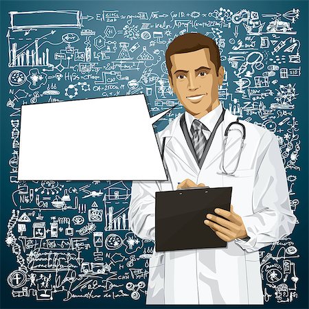 simsearch:400-07216659,k - Vector doctor man writing something with marker on clipboard Photographie de stock - Aubaine LD & Abonnement, Code: 400-07427025