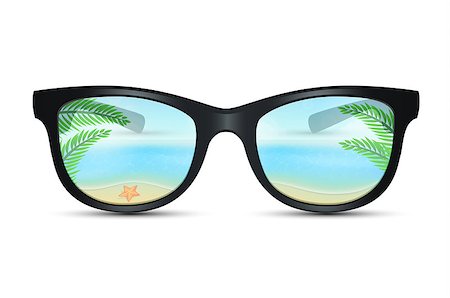 Vector illustration of Summer sunglasses with beach reflection Photographie de stock - Aubaine LD & Abonnement, Code: 400-07427418