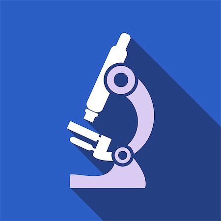 White vector microscope on blue background flat design Stock Photo - Budget Royalty-Free & Subscription, Code: 400-07427511