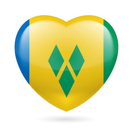 simsearch:400-07430535,k - Saint Vincent and the Grenadines. Heart with flag colors Fotografie stock - Microstock e Abbonamento, Codice: 400-07427549