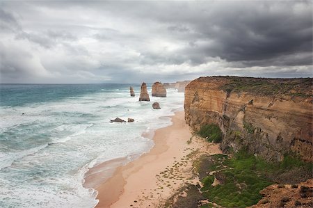 famous landmarks in victoria australia - The Twelve Apostles in the storm weather, along the Great Ocean Road, Australia Stock Photo - Budget Royalty-Free & Subscription, Code: 400-07427607