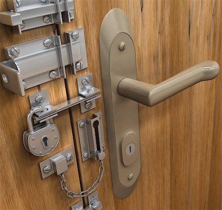 simsearch:400-04617631,k - Many lock and system of security in only one door. Foto de stock - Super Valor sin royalties y Suscripción, Código: 400-07427614