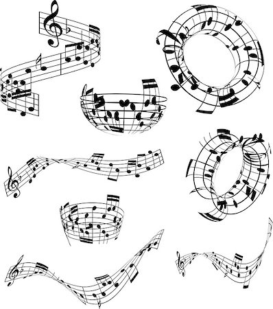 simsearch:400-06136332,k - Collection of music notes in various abstract designs Foto de stock - Super Valor sin royalties y Suscripción, Código: 400-07427684