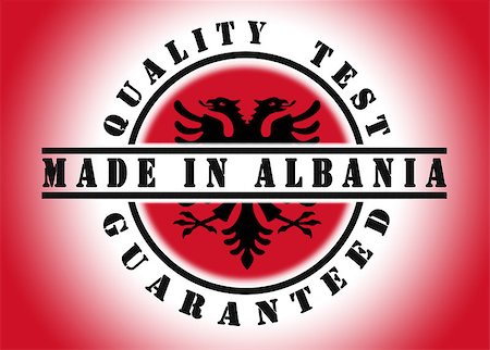 simsearch:400-06473938,k - Quality test guaranteed stamp with a national flag inside, Albania Foto de stock - Super Valor sin royalties y Suscripción, Código: 400-07427791