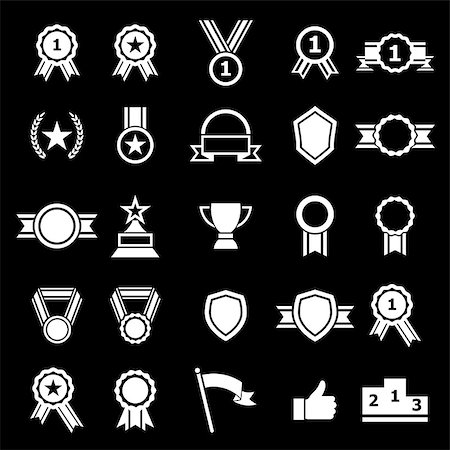 simsearch:400-07463041,k - Award icons on black background, stock vector Foto de stock - Super Valor sin royalties y Suscripción, Código: 400-07427964