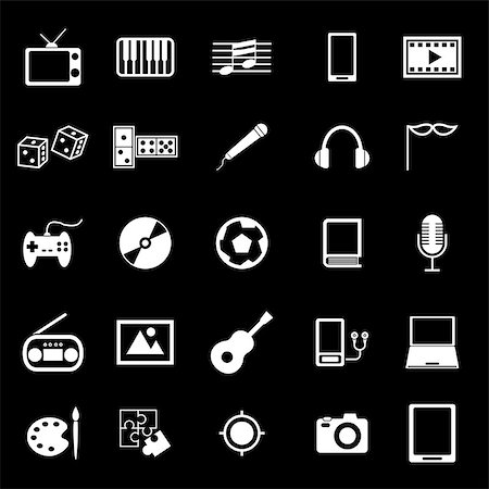 symbols dice - Entertainment icons on black background, stock vector Photographie de stock - Aubaine LD & Abonnement, Code: 400-07427967