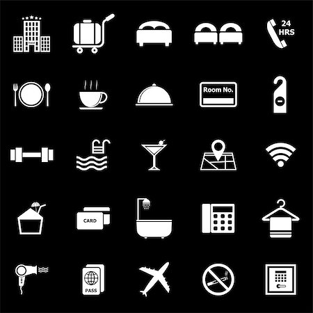 Hotel icons on black background, stock vector Stock Photo - Budget Royalty-Free & Subscription, Code: 400-07427969