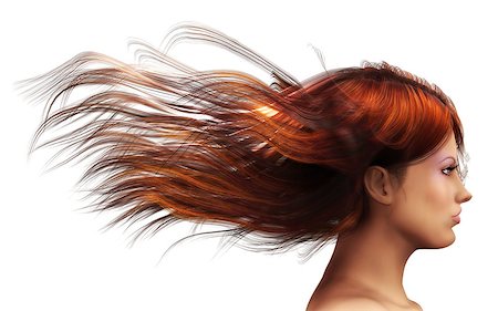 3d girl with brown  hair blowing in the wind. Fotografie stock - Microstock e Abbonamento, Codice: 400-07427979