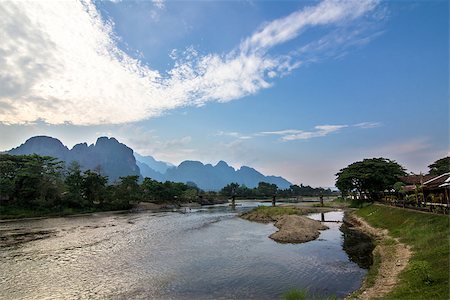 picture countryside of laos - Landscape mountain and river in Vieng Vang, Lao Stock Photo - Budget Royalty-Free & Subscription, Code: 400-07427985