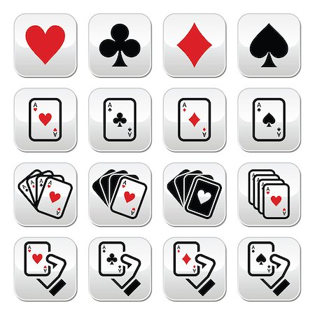 simsearch:400-07314049,k - Vector buttons set of cards - hearts, diamonds, spades and clubs isolated on white Photographie de stock - Aubaine LD & Abonnement, Code: 400-07428064