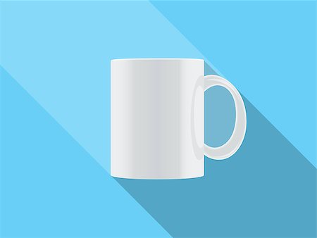 white vector cup isolated on blue background Stock Photo - Budget Royalty-Free & Subscription, Code: 400-07428231