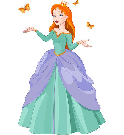 simsearch:400-07415175,k - Illustration of Princess with butterflies Foto de stock - Royalty-Free Super Valor e Assinatura, Número: 400-07428256