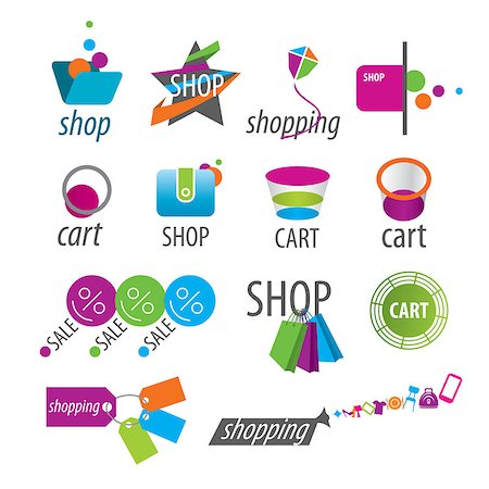 collection of vector logos shopping and card Stock Photo - Budget Royalty-Free & Subscription, Code: 400-07428385