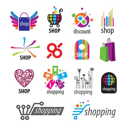 shopping bag shopping cart - collection of vector logos and shopping discounts Stock Photo - Budget Royalty-Free & Subscription, Code: 400-07428381