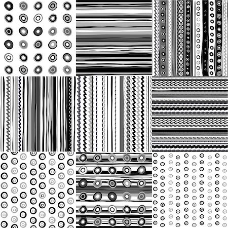 packing fabric - Set of black and white doodle patterns Foto de stock - Super Valor sin royalties y Suscripción, Código: 400-07428534