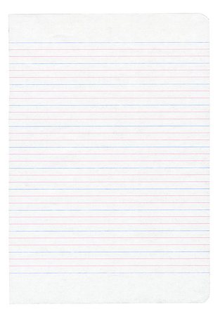 Notebook paper with colorful lines isolated on pure white background Stock Photo - Budget Royalty-Free & Subscription, Code: 400-07428686