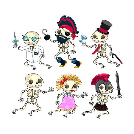Group of funny skeletons. Vector isolated characters. Stock Photo - Budget Royalty-Free & Subscription, Code: 400-07428680