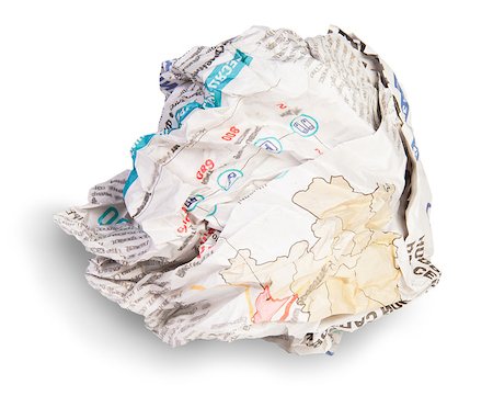 paper torn curl - Crumpled Sheet Of Newspaper Isolated On White Background Photographie de stock - Aubaine LD & Abonnement, Code: 400-07428707