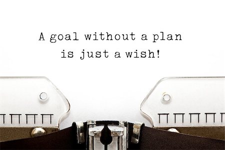 simsearch:400-07628672,k - A goal without a plan is just a wish! quote printed on an old typewriter. Stock Photo - Budget Royalty-Free & Subscription, Code: 400-07429073