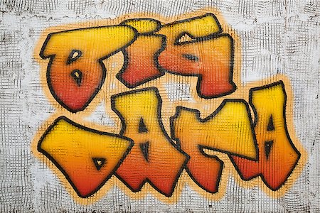 stucco sign - big data -  graffiti style text on an old grunge plaster wall, graphics created by the photographer Stock Photo - Budget Royalty-Free & Subscription, Code: 400-07429082