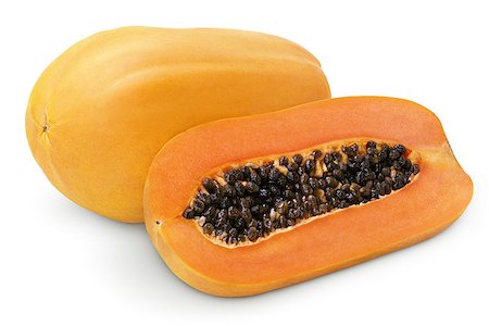 Papaya fruit with half isolated on white with clipping path Stock Photo - Budget Royalty-Free & Subscription, Code: 400-07429585