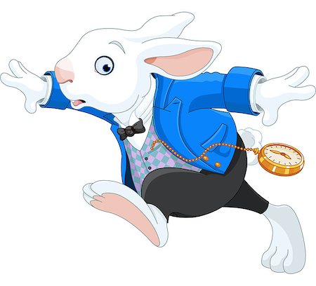 Running White Rabbit with pocket watch Stock Photo - Budget Royalty-Free & Subscription, Code: 400-07429772