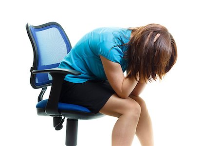 girl in despair on a chair on a white background Stock Photo - Budget Royalty-Free & Subscription, Code: 400-07429785