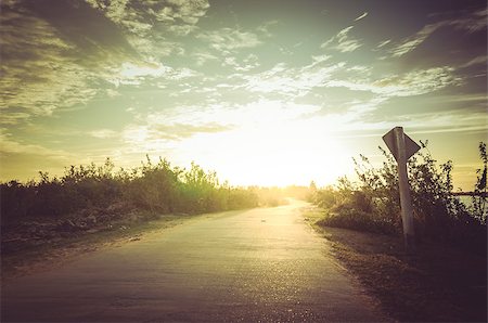 sweetcrisis (artist) - Road and sky in sunset countryside view nature Photographie de stock - Aubaine LD & Abonnement, Code: 400-07420044